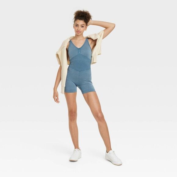 JoyLab - Women's Seamless Short Bodysuit - JoyLab Gray Blue - Picture 3 of 3